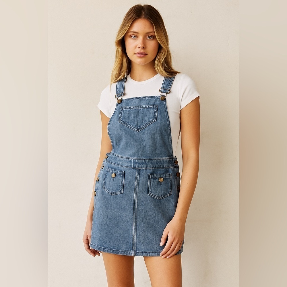 Marc by Marc Jacobs Blue Jean Skirtall Overall Mini Jean Skirt Denim